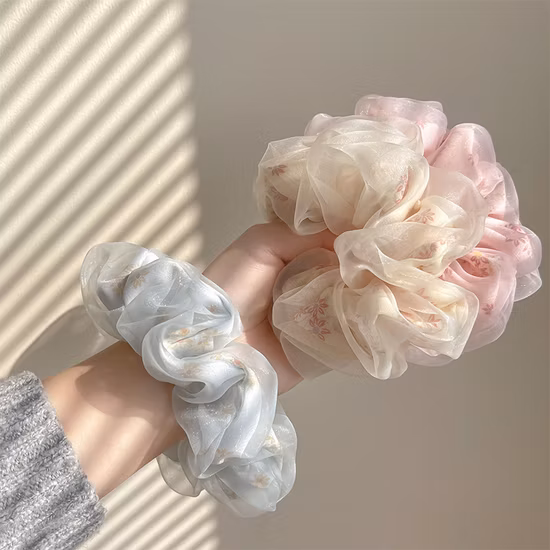 Women Print Scrunchies Fashion Hair Ties Dual Yarn Elastic Hair Bands Modern Temperament Headwear for Girls Hair Accessories