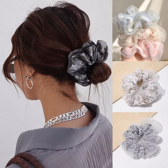 Women Print Scrunchies Fashion Hair Ties Dual Yarn Elastic Hair Bands Modern Temperament Headwear for Girls Hair Accessories