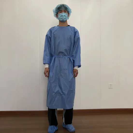Directo de fábrica Nivel 1 2 3 4 Operación del hospital dental Protección del paciente Desechable PP PE CPE Aislamiento Bata quirúrgica médica SMS estéril reforzada
