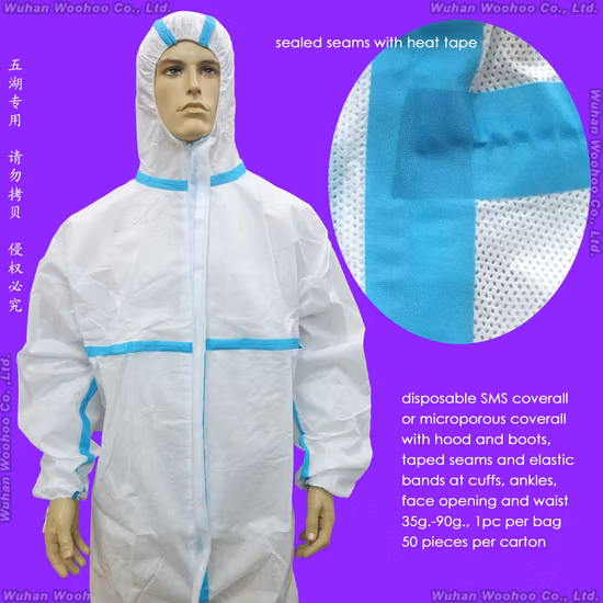 Médico impermeable/Plástico CPE/Poly/PE/Scrub/Operación/PP/SMS Bata quirúrgica de aislamiento protector desechable no tejido para médico/cirujano/paciente/visitante/Hospital