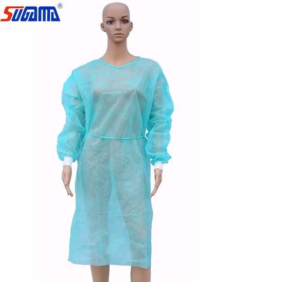 Bata desechable de aislamiento de pacientes amarilla/azul/blanca para hospitales/visitantes/mayorista