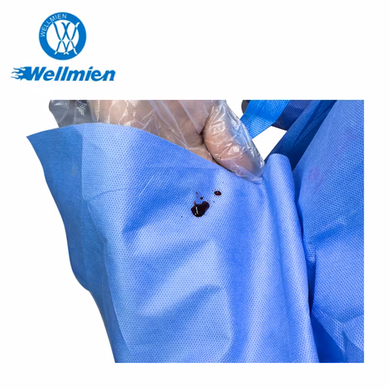 Médico impermeable/Plástico CPE/Poly/PE/Scrub/Operación/PP/SMS Bata quirúrgica de aislamiento protector desechable no tejido para médico/cirujano/paciente/visitante/Mavogel